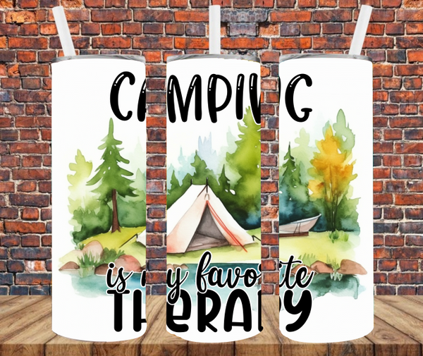 Camping Is My Favorite Therapy - Tumbler Wrap - Sublimation Transfers