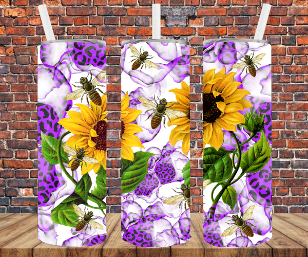 Honeybee & Sunflowers - Tumbler Wrap - Sublimation Transfers