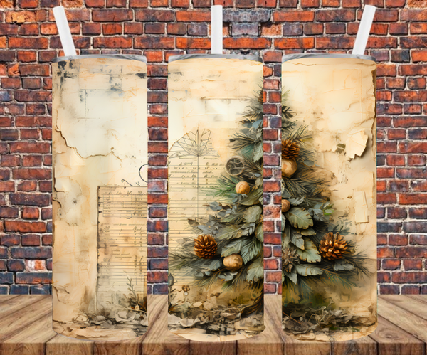 Vintage Christmas Tree - Tumbler Wrap - Sublimation Transfers