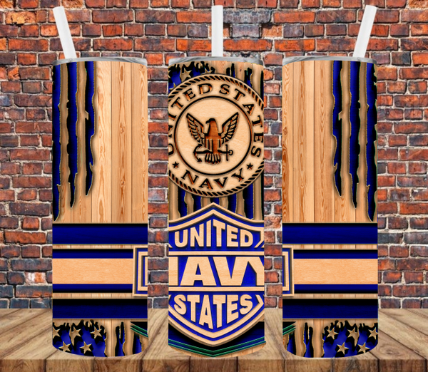 US Navy Wood & Shield- Tumbler Wrap Sublimation Transfers