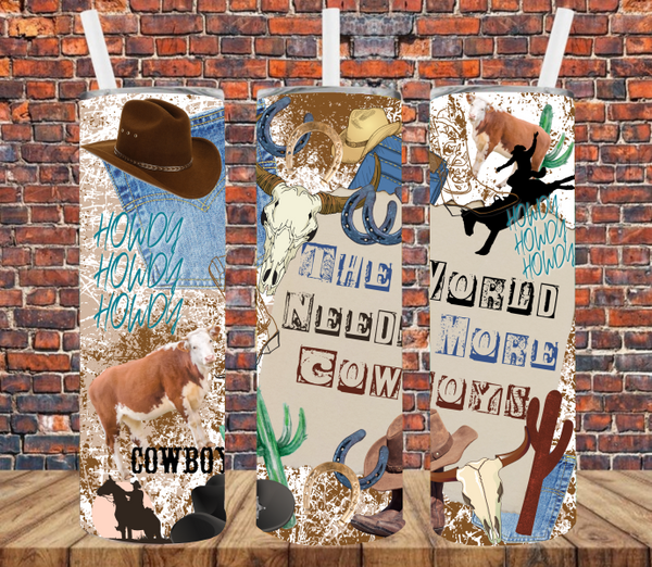 The World Needs More Cowboys - Tumbler Wrap Sublimation Transfers