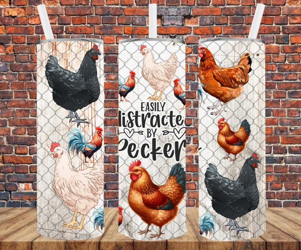 Easily Distracted By Peckers - Tumbler Wrap - Sublimation Transfers